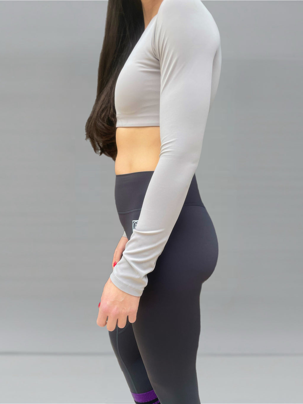 SOL Top Crop Long Sleeve-Light Grey