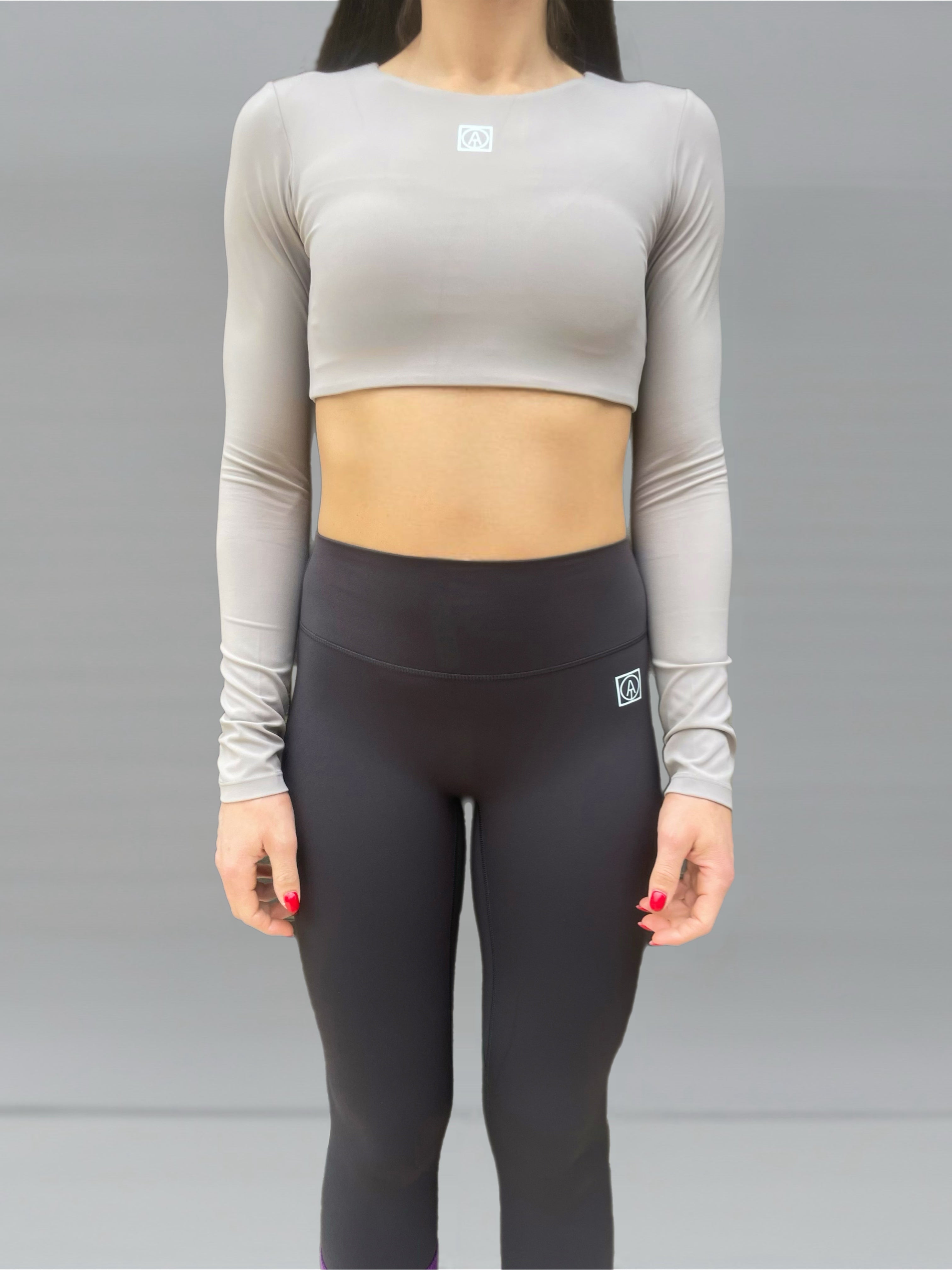 SOL Top Crop Long Sleeve-Light Grey